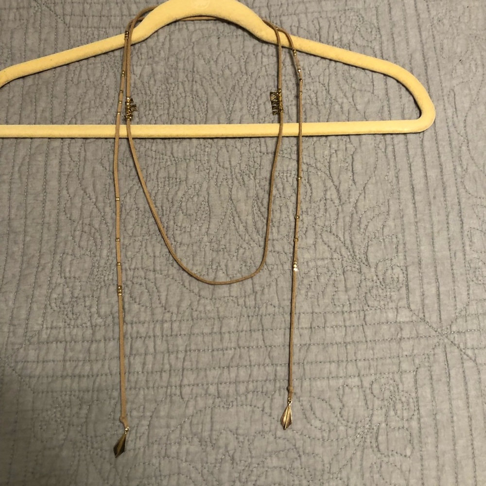 Suede like and gold tone necklace